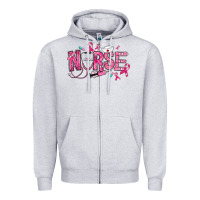 Heather Grey breast cancer nurse Zipper Hoodie - RanaPortraitStore