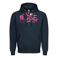 Navy breast cancer nurse Zipper Hoodie - RanaPortraitStore