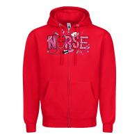 Red breast cancer nurse Zipper Hoodie - RanaPortraitStore