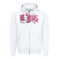 White breast cancer nurse Zipper Hoodie - RanaPortraitStore