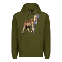 Army Green Baby Hyena Illustrations Premium Hoodie - LillyAllenDesigns