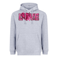 Heather Grey Breast Cancer Love Heavyweight Hoodie - texasbilliewilder