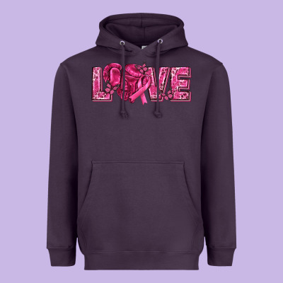 Breast Cancer Love Heavyweight Hoodie Designed By Texasbilliewilder