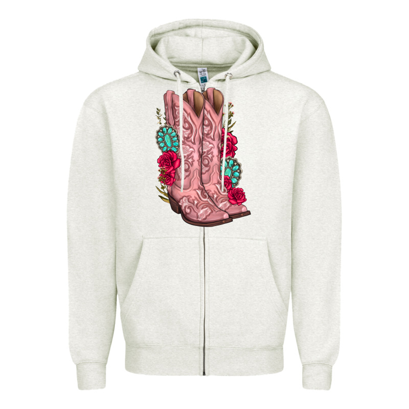 Floral Cowgirl Boots Zipper Hoodie by texasbilliewilder | Teevron