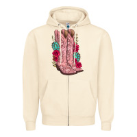Sandshell floral cowgirl boots Zipper Hoodie - texasbilliewilder