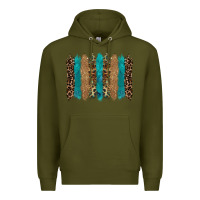 Army Green glitter turqoise leopard tooled leather background Premium Hoodie - RanaPortraitStore