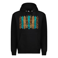 Black glitter turqoise leopard tooled leather background Premium Hoodie - RanaPortraitStore