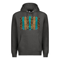 Charcoal Heather glitter turqoise leopard tooled leather background Premium Hoodie - RanaPortraitStore