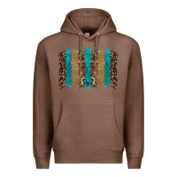 Chestnut glitter turqoise leopard tooled leather background Premium Hoodie - RanaPortraitStore