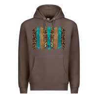 Coffee glitter turqoise leopard tooled leather background Premium Hoodie - RanaPortraitStore