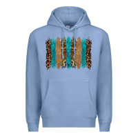 Colony Blue glitter turqoise leopard tooled leather background Premium Hoodie - RanaPortraitStore