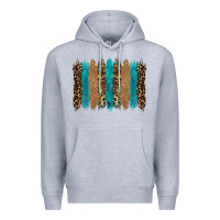Heather Grey glitter turqoise leopard tooled leather background Premium Hoodie - RanaPortraitStore