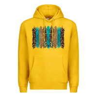 Lemon glitter turqoise leopard tooled leather background Premium Hoodie - RanaPortraitStore
