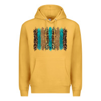 Mustard glitter turqoise leopard tooled leather background Premium Hoodie - RanaPortraitStore