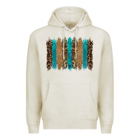 Oatmeal Heather glitter turqoise leopard tooled leather background Premium Hoodie - RanaPortraitStore