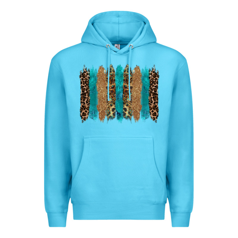Glitter Turqoise Leopard Tooled Leather Background Premium Hoodie by RanaPortraitStore | Teevron