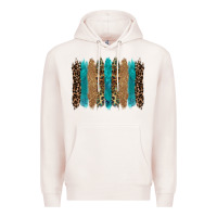 Pale Pink glitter turqoise leopard tooled leather background Premium Hoodie - RanaPortraitStore
