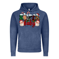 Vintage Denim santa baby with santa and christmas tree cake Vintage Hoodie - AdoDesignShop
