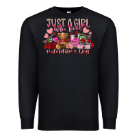 Black just  girl who loves valentines day Premium Sweatshirt - RacoonDesign