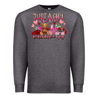 Charcoal Heather just  girl who loves valentines day Premium Sweatshirt - RacoonDesign