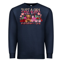 Navy just  girl who loves valentines day Premium Sweatshirt - RacoonDesign
