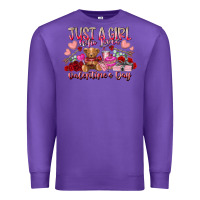 Purple just  girl who loves valentines day Premium Sweatshirt - RacoonDesign