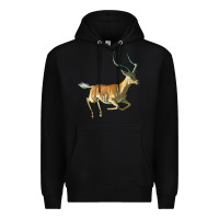 Black Impala Antelope Illustrations Premium Hoodie - LillyAllenDesigns