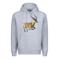 Heather Grey Impala Antelope Illustrations Premium Hoodie - LillyAllenDesigns
