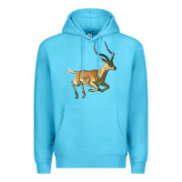 Ocean Blue Impala Antelope Illustrations Premium Hoodie - LillyAllenDesigns