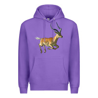 Purple Impala Antelope Illustrations Premium Hoodie - LillyAllenDesigns