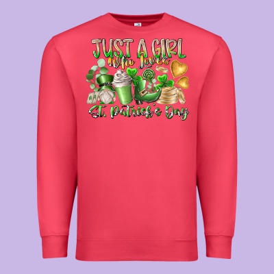 Just A Girl Who Loves Saint Patrick's Day Premium Sweatshirt Designed By Racoondesign