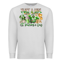 Dove Grey Just a Girl who Loves Saint Patrick's Day Premium Sweatshirt - RacoonDesign