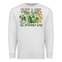 Oatmeal Heather Just a Girl who Loves Saint Patrick's Day Premium Sweatshirt - RacoonDesign