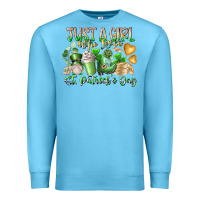 Ocean Blue Just a Girl who Loves Saint Patrick's Day Premium Sweatshirt - RacoonDesign