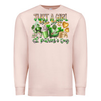 Pale Pink Just a Girl who Loves Saint Patrick's Day Premium Sweatshirt - RacoonDesign