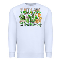 White Just a Girl who Loves Saint Patrick's Day Premium Sweatshirt - RacoonDesign