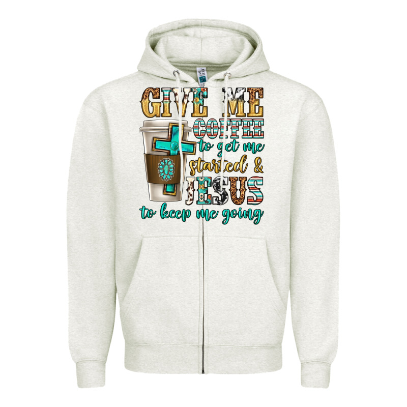 Give Me Coffee To Get Me Started Zipper Hoodie by texasbilliewilder | Teevron