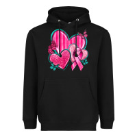Black Breast Cancer Hearts Heavyweight Hoodie - texasbilliewilder