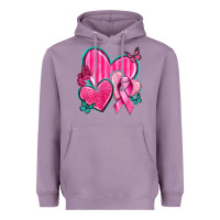 Lavender Breast Cancer Hearts Heavyweight Hoodie - texasbilliewilder
