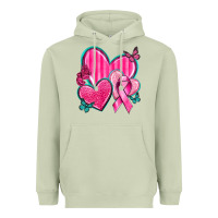 Matcha Breast Cancer Hearts Heavyweight Hoodie - texasbilliewilder