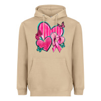 Mushroom Breast Cancer Hearts Heavyweight Hoodie - texasbilliewilder