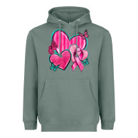 Sage Breast Cancer Hearts Heavyweight Hoodie - texasbilliewilder
