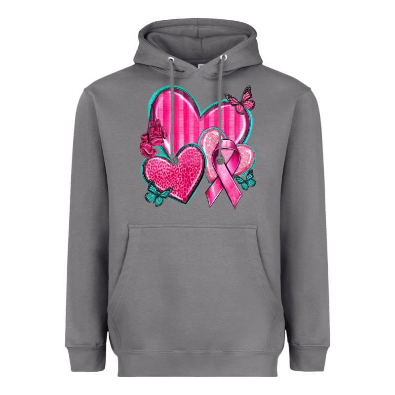 Breast Cancer Hearts Heavyweight Hoodie by texasbilliewilder | Teevron