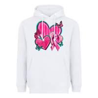 White Breast Cancer Hearts Heavyweight Hoodie - texasbilliewilder