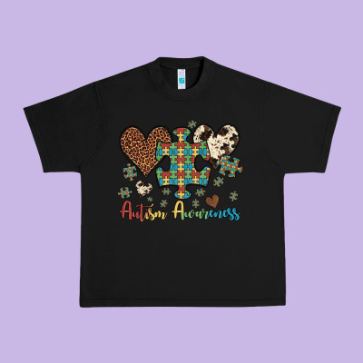 Autism Awareness Leopard Cowhide Herts Puzzle Urban Heavy Tee Designed By Artiststas
