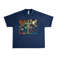 Navy autism awareness leopard cowhide herts puzzle Urban Heavy Tee - Artiststas