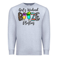 Heather Grey girl's weekend booze & besties Premium Sweatshirt - CowhideDigitalArt