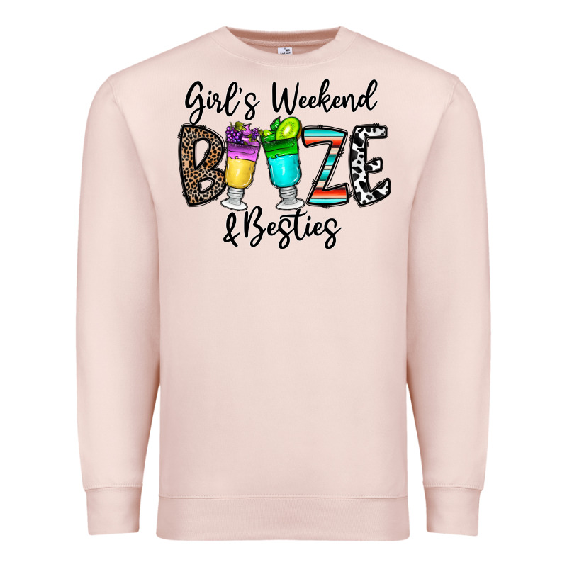 Girl's Weekend Booze & Besties Premium Sweatshirt by CowhideDigitalArt | Teevron