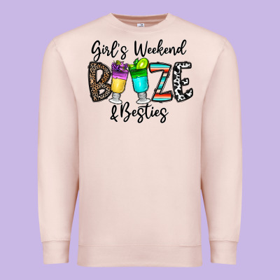 Girl's Weekend Booze & Besties Premium Sweatshirt Designed By Cowhidedigitalart