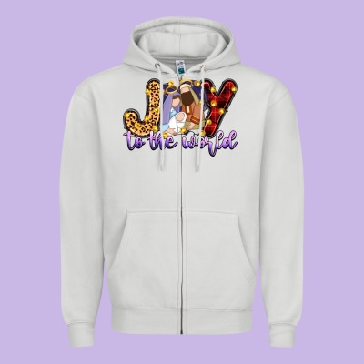 Joy To The World Zipper Hoodie Designed By Zillion Design Studio